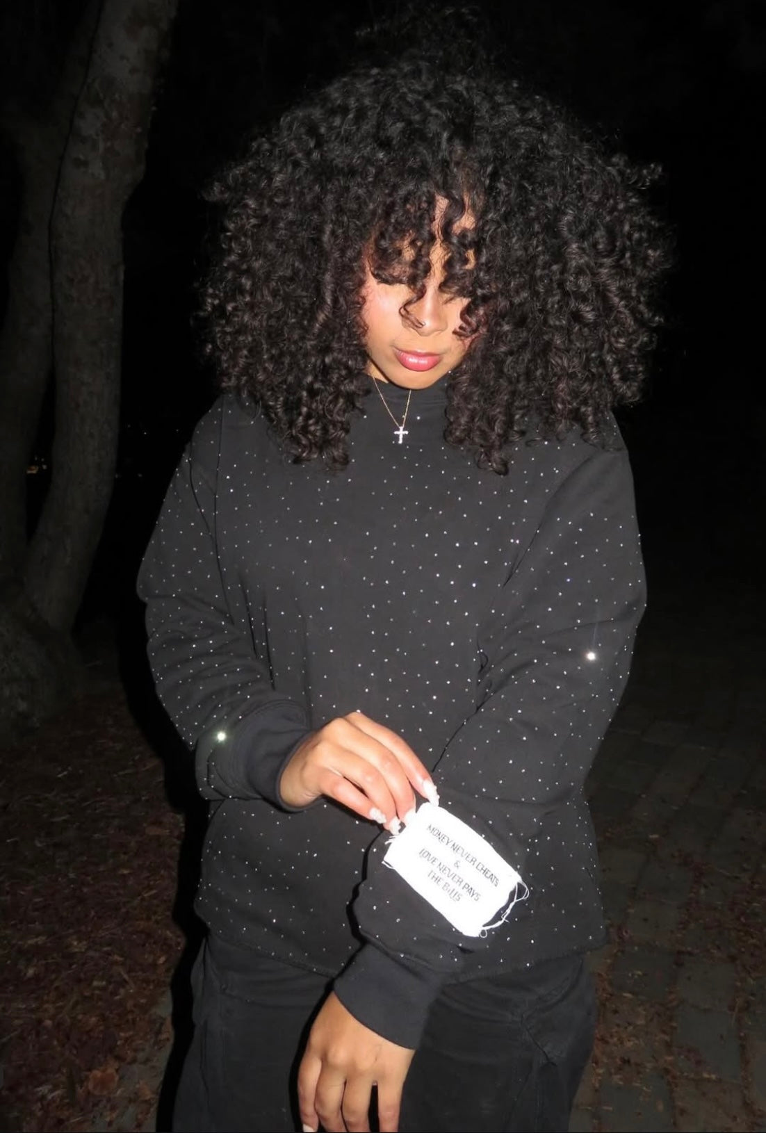 ALL OVER RHINESTONE HOODIE (BLACK)