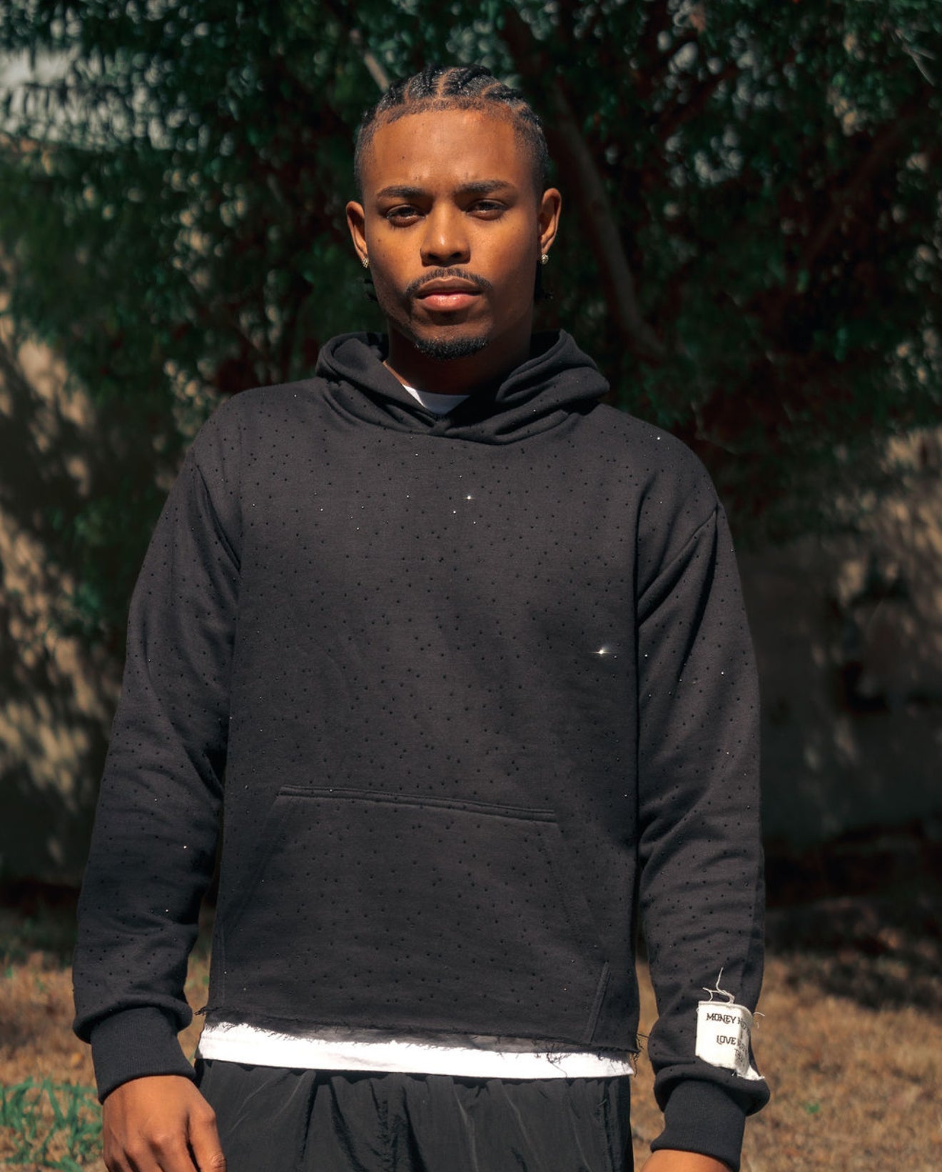 Black Rhinestones All Over Hoodie
