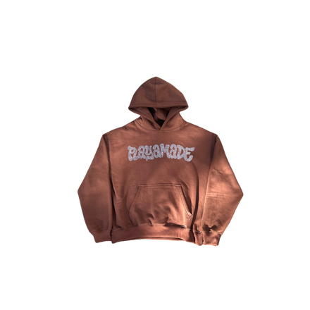 Graffiti Rhinestone Hoodie (Brown)