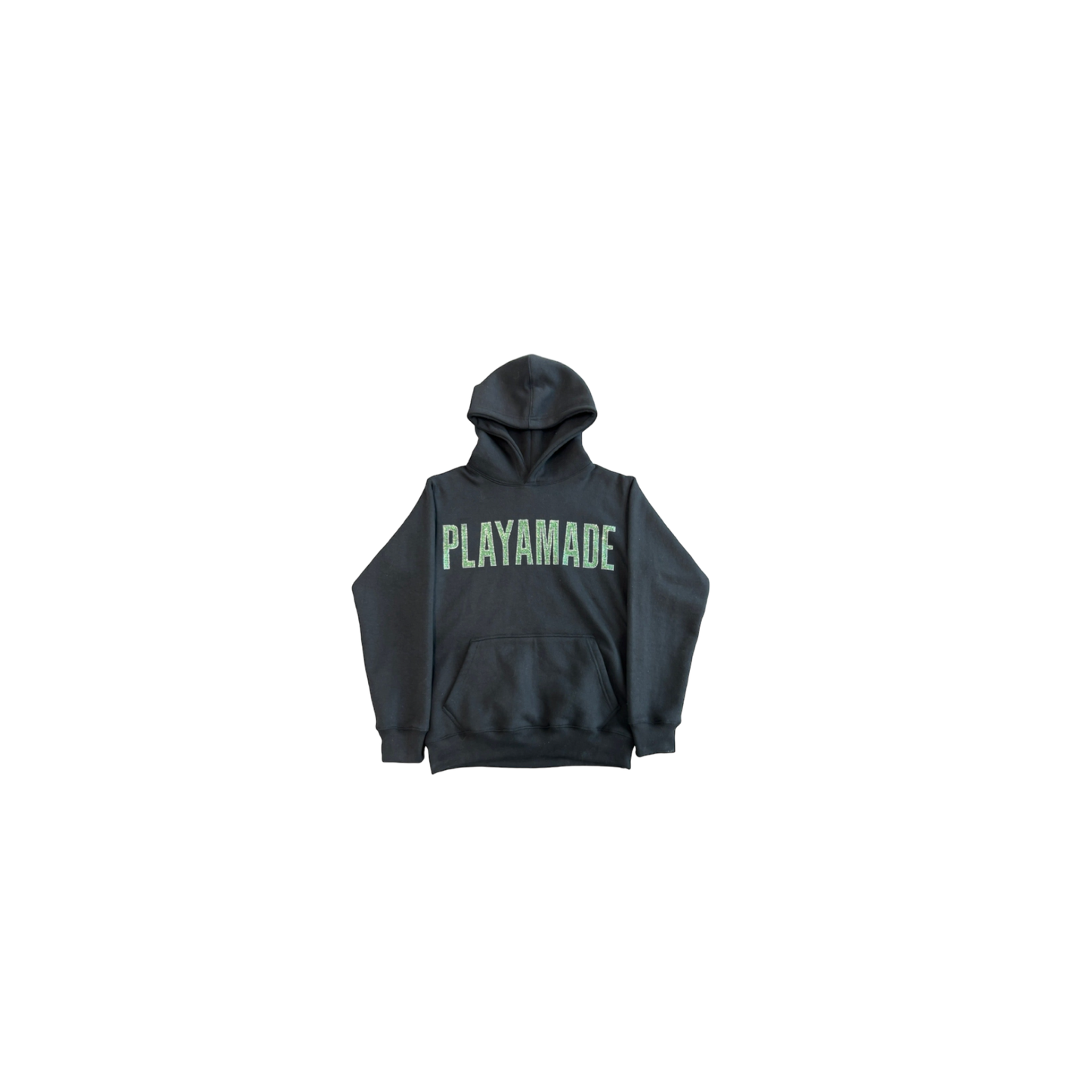 Two-Tone Playamade Rhinestone Hoodie (Green & Silver)